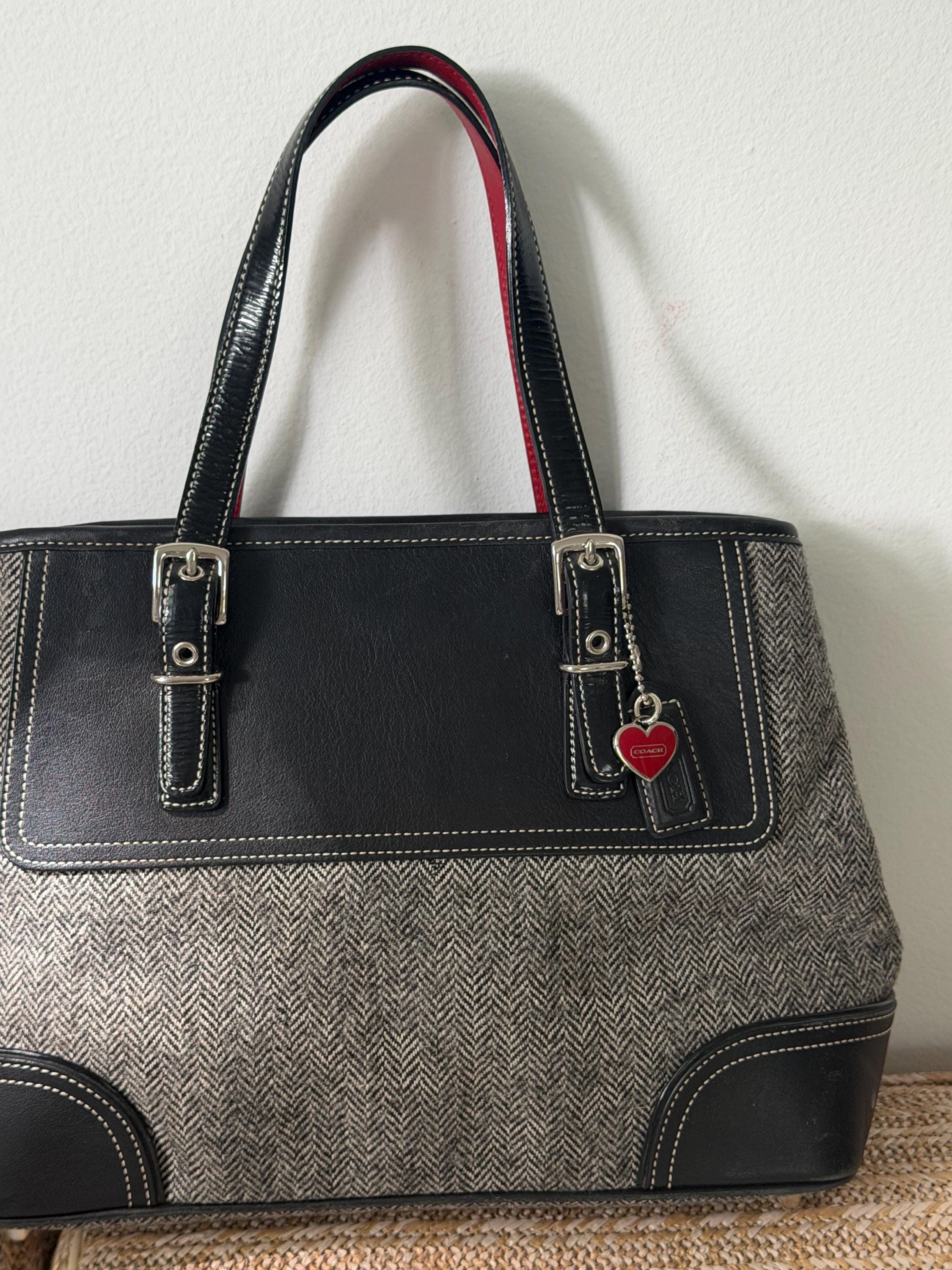 バッグ COACH Turnlock Tweed tote bag handbag Coach Tweed Bag - Etsy Canada