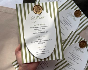 Sage Green Wedding Menu Cards 5 х 7 inches, Dinner Food Menu Card, Printed