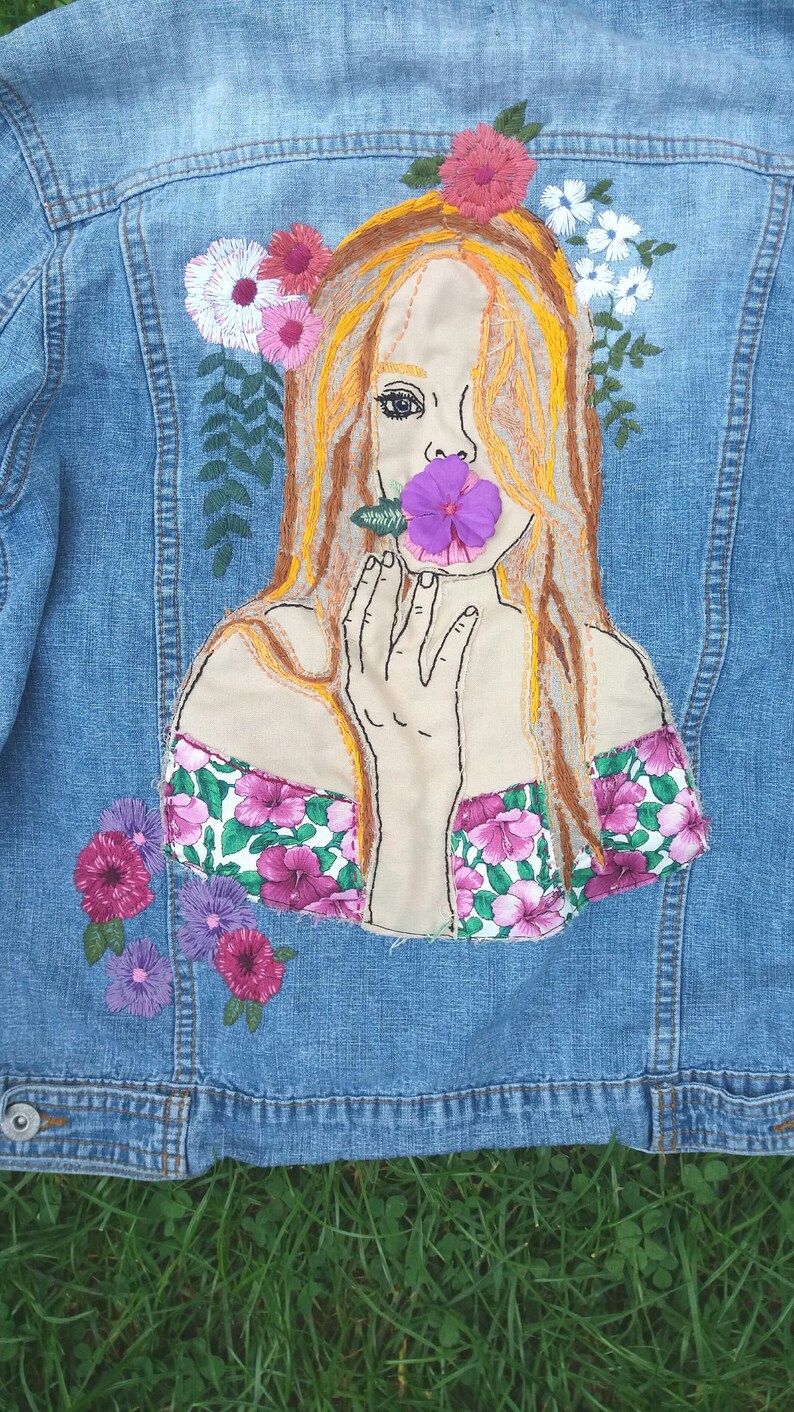 bestickte jeans jacke