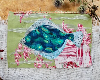 Textile work with etching Flounder