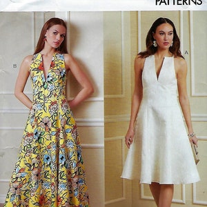 Vogue Fit and Flare Dress Pattern #V1882 - Deep V Neckline, Sz 18-26