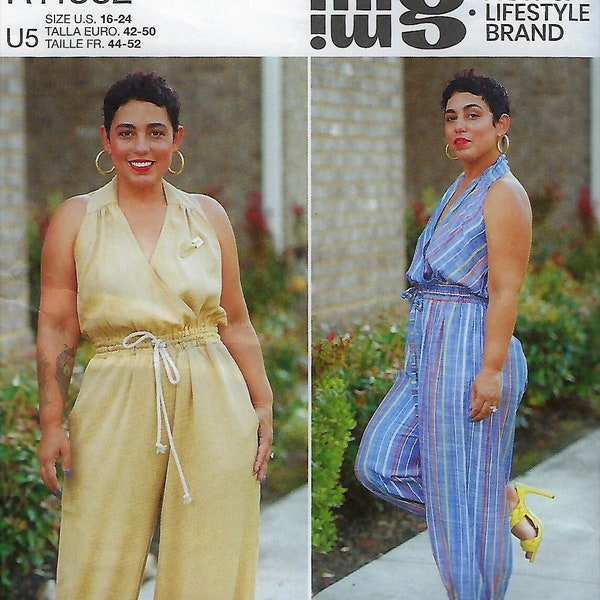 Simplicity Mimi G Pattern  #9480/R11382~Misses Pull-on Jumpsuit, Halter Neckline~Misses Sz 6-14 or 16-24~New Uncut F Folds