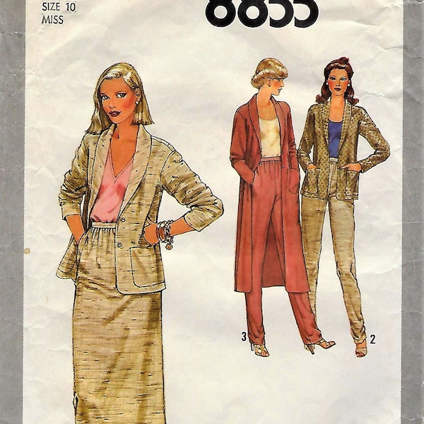 Original 1978 Simplicity #8858~Misses' Wardrobe-Long/Short Jacket, skirt and Pants~Misses Sz 110 Bust~14 Pcs Complete