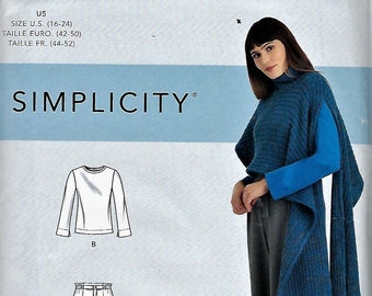 Simplicity Knit Top, Trousers & Cape Sewing Pattern R10751 Sz 6-14 or 16-24 ~Uncut F Fold
