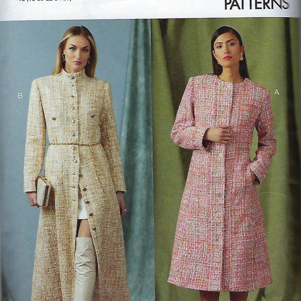 Vogue Pattern #V1926/R11628~ Misses' Semi Fitted, Lined Coat~Misses Sz 18-26~Uncut F Folds