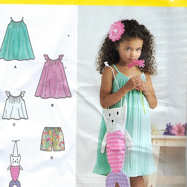 Simplicity Pattern #8564 ~Child's Dress, Top, Shorts and Bag ~Childs Size 3-8~New Uncut Factory Folded