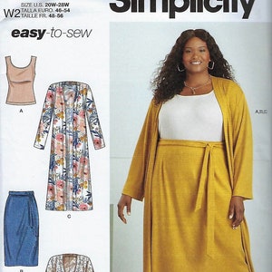 Simplicity Sewing Pattern 9717: Women&#39;s Knit Top, Cardigan & Skirt (Size 20w-28w, Uncut Folds)