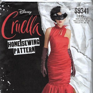 Simplicity Costume Pattern #9341~Disney Cruella Deville Slinky Gown~ Misses Sz 6-14 or 14-22 ~Uncut F Fold
