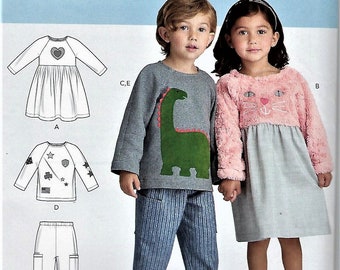 Simplicity Pattern #9023/R10710~Toddlers' Dresses, Top & Pants~Toddler Sz 1/2-4~Uncut F Folds~No Pattern Envelope is Incl.