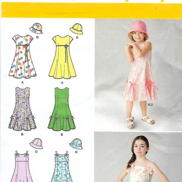 Simplicity Pattern #1456~ Child's Dress with Bodice Variations and Hat~Child Sz 3-6~Uncut F Folds