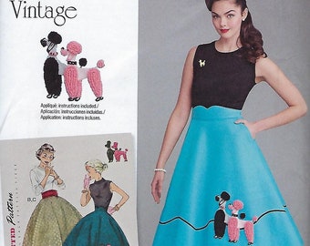 Simplicity 1950's Vintage Reprint Pattern #8446~Misses Poodle Skirt and Cummerbund~Misses Sz 6-14~Uncut F Folds