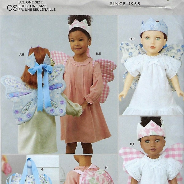 Simplicity Laura Ashley Pattern #9765/R11752~Children's Wings~S-M-L, Crown, Tote, Backpack, Wings,Crown for Doll,Plush Animals~Uncut F Fold