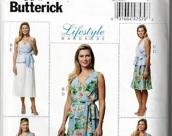 Butterick Sewing Pattern #B6568: Misses' Top, Sash, Skirt, Jumpsuit Misses Sz 6-14