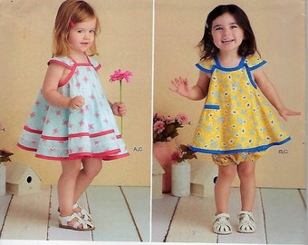 Simplicity Pattern #S8854/R10129~Toddlers' Pinafore in 2 Lengths and Panties ~Toddler 1/2 -4-Uncut F Folds