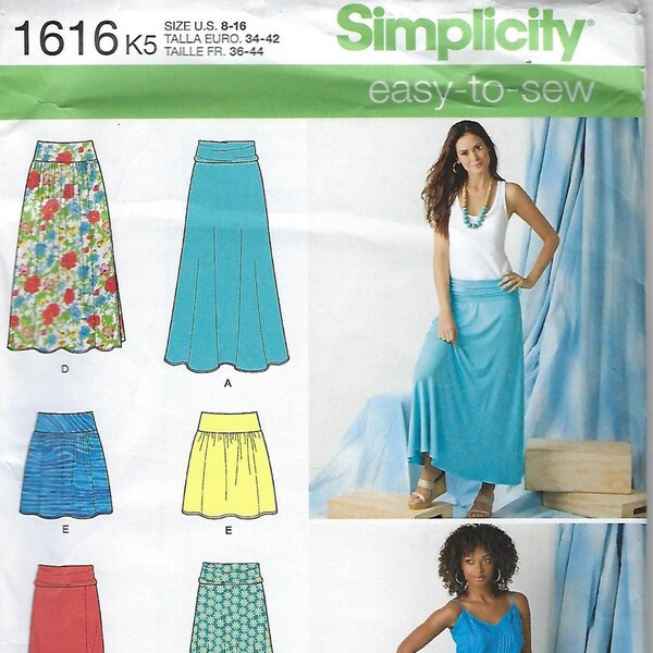 Simplicity Pattern #1616~ Misses' Knit or Woven Skirts~Misses Sz 8-18~Uncut F Folds