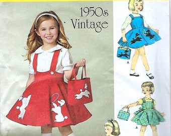 Simplicity Pattern #1075~Child’s Vintage 1950’s Pattern,  Child's Jumper, Skirt and Bag~Child Sz 3-8~Uncut F Fold