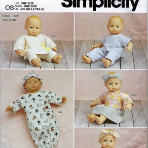 Simplicity Easy To Sew Pattern #9727/R11683~ 15" Baby Doll Clothes, Hat and Headband~One Sz~Uncut F Folds