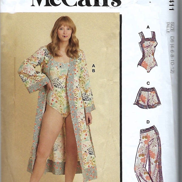 McCall's Pattern #M8411~ Misses' Bodysuit, Robe, Shorts and Trousers~Misses Sz  12-20~Uncut F Fold~NoEnvelope Incl.