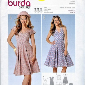 Burda Young Style Dress Pattern 6793: Fitted Waist, Bell Skirt (Sizes 8-18) Uncut