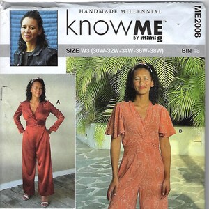 Know Me Jumpsuit Sewing Pattern: Twist Front, Wide Leg - Women&#39;s Plus Size