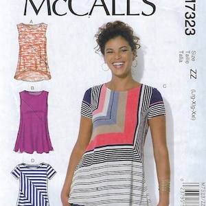 McCalls Pattern #M7323 Misses&#39; Asymmetrical Seam Detail Tops~Misses Sz 4-14  ~Uncut F Fold