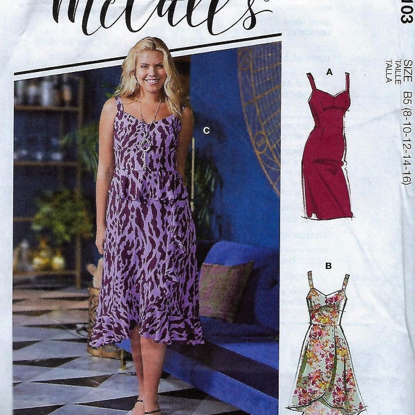 McCall's  Pattern #M8103~ Misses' & Women's Dresses With Cup Sizes Pattern Pieces~Misses 8-16~Uncut F Folds