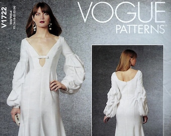 Vogue Nicola Finett #V1722~Special Occasion Dress-Close Fit-Plunging Neckline~Misses Sz 6-14 or 16-24~Uncut F Folds~No Pattern Envelope Incl