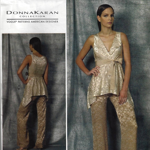 Oop DONNA KARAN Vogue American Designer Pattern V1480 Misses Size 4-12~Misses ' Elegant evening pants and Empire Top New