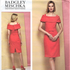 Vogue Designer Pattern #V1624~Badgley Mischka~Misses Lined Dress, Close-Fitting through Bust~Misses Sz 6-14 or14-22~New Uncut