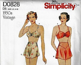 Simplicity1930's VINTAGE PATTERN #8510/DO828~Misses' Vintage Brassiere and Panties~Misses Sz 4-12 ~New