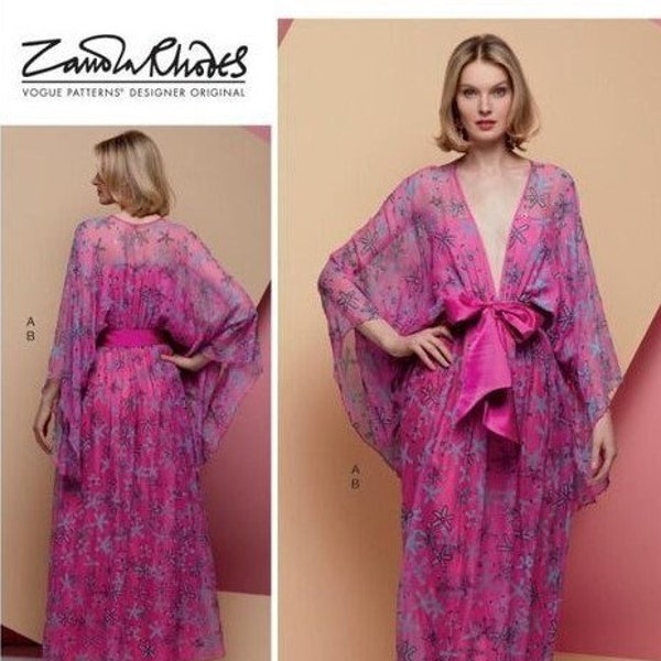Vogue Pattern #V1627~ Zandra Rhodes Misses’ Special Occasion Kimono Dress and Sash~Misses Sz Xsm-M(4-14) ~Uncut F Folds~No Envelope Incl