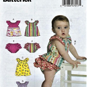 Butterick #B6444~Infants&#39; Ruffled Tops, Dresses and Panties~Infant Sz Newborn-Xlg ~New