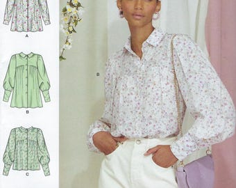 Simplicity Sewing Pattern Misses' Button Front Blouses w Sleeve and Ruffle Options~ Misses Sz 6-14 ~New Uncut F Folds