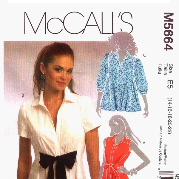 MISSES TIED SHIRT McCalls Pattern m5664 Sz 6-12 Out Of Print Uncut Factory Folded