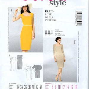 Burda Style Pattern #7081~Misses Slim Sheath Dress~Misses Sz 6-18~Uncut f Fold