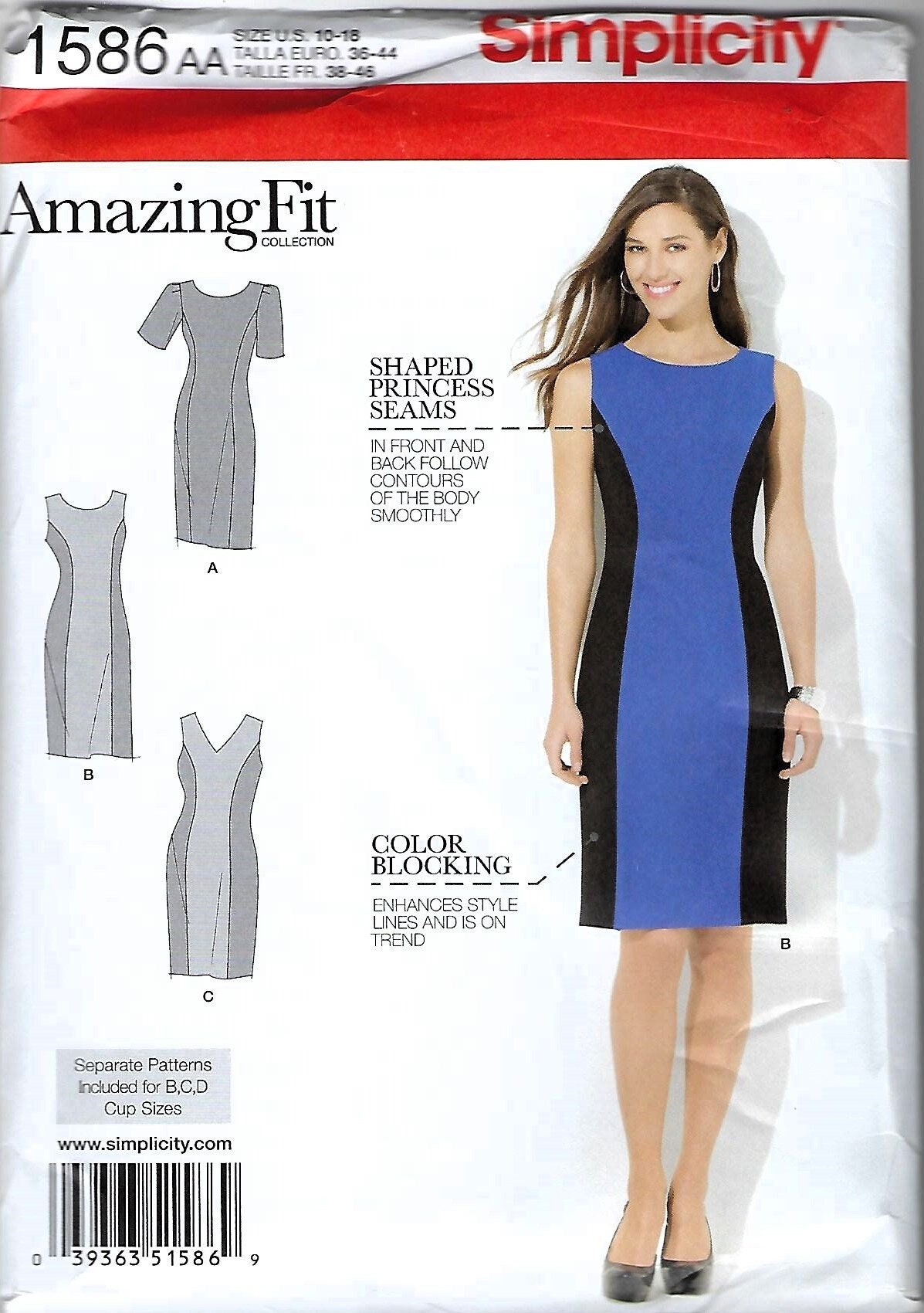 Simplicity Pattern #1586~ Misses' & Plus Size Amazing Fit Dress~ Womens Sz 20w-28W~Uncut F Folds
