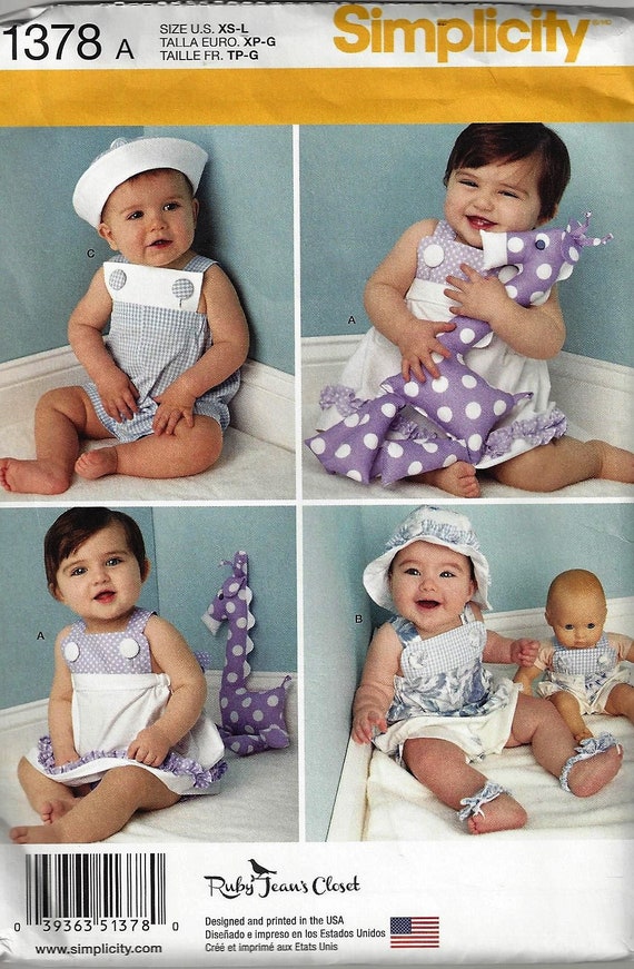 Patron de simplicidad 1378Conjuntos de bebes con ropa y accesorios para munecasInfant Sz 1mo 3mo 18moNueva fabrica sin cortar doblada Etsy Espana
