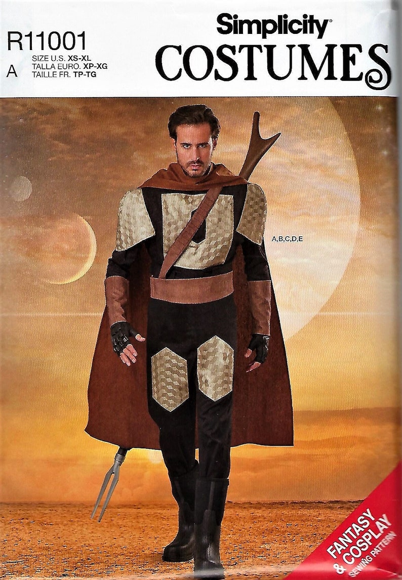 Pu&ograve; includere: Un cartamodello per un costume di fantasia o cosplay. Il cartamodello include istruzioni per realizzare un mantello marrone con cappuccio, una tunica nera e marrone e pantaloni marroni con un motivo geometrico. Il cartamodello &egrave; disponibile nelle taglie XS-XL.