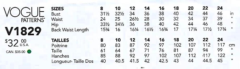 Pattern V1829 Vogue Pattern #v1829~misses' and Misses' Petite Pants~ misses'/misses ...