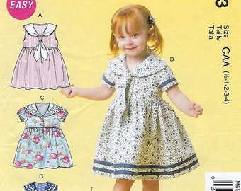 McCall's Sewing Pattern M6913 Toddlers' Dresses and Tie Ends~Toddler Sz 1/2-4~Uncut FFold