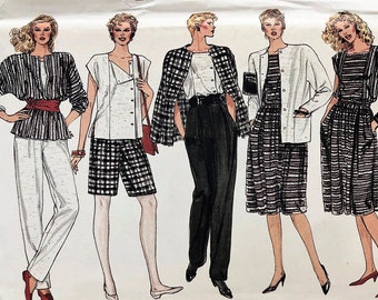 Vint Vogue 80's Pattern #8617 Misses Jacket Skirt Pants Top Shorts Below Hip Cap Sleeves~Misses Sz 8-12~Uncut