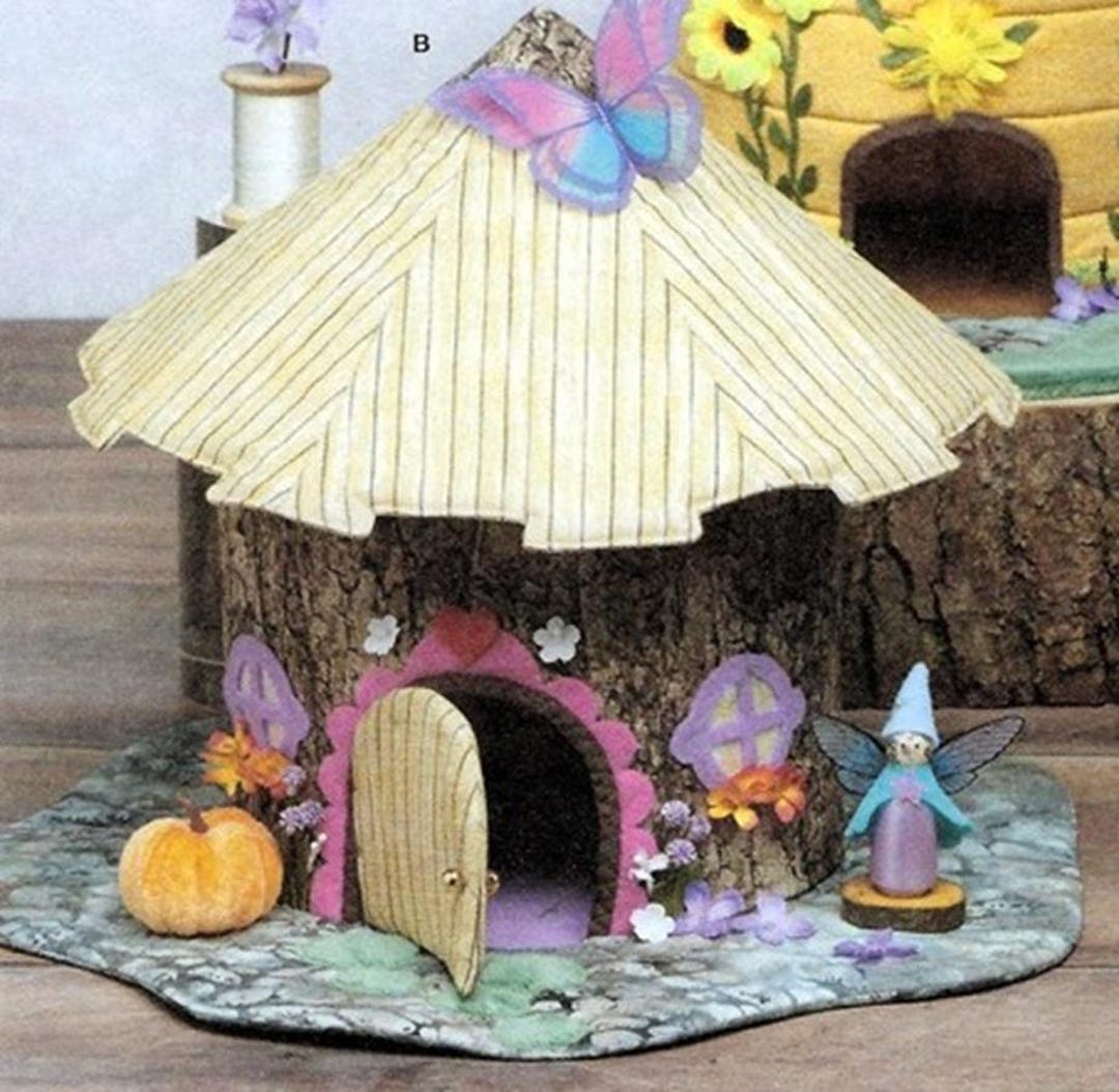 Simplicity Pattern #9839~enchanting Fabric Fairy Critter Houses and Peg ...