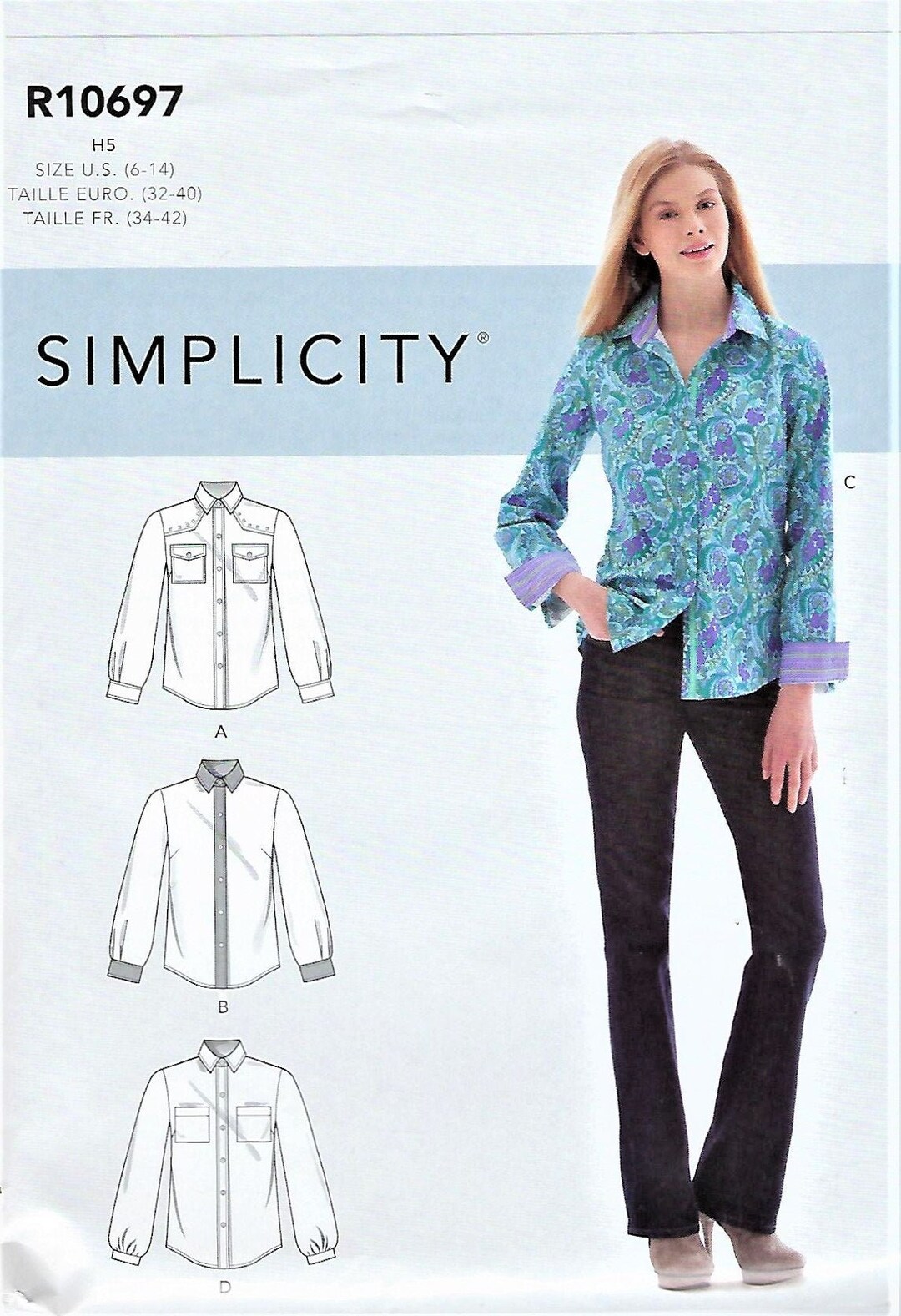 Simplicity Sewing Pattern 1538 - Misses' Button Front Shirt (Sizes 6-22, Style R5)-624432