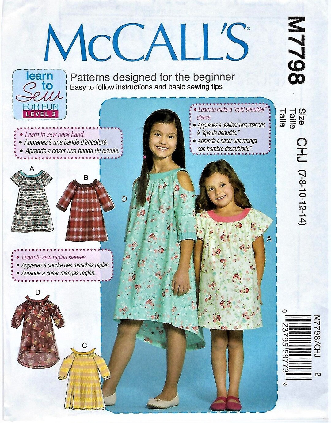 Mccalls Learn to Sew Pattern m7798child/girls Pullover Etsy