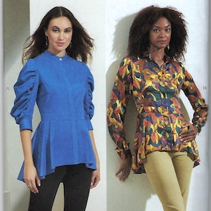 Vogue Peplum Top Pattern V1875 - Misses&#39; Size 8-16 (Uncut)