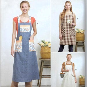 Simplicity New Easy To Sew Pattern #9938~ Misses&#39; Pullover Aprons~Misses Sz Xsm-Xlg(4-22)~Uncut F Fold