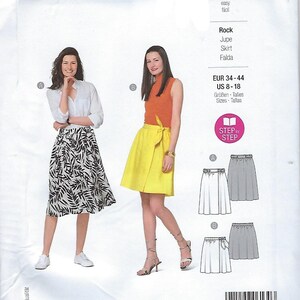 BURDA STYLE PATTERN #6130~Misses True Wrap Skirt in 2 Lengths~Misses Sz 8-18~Uncut F Fold