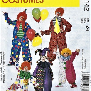 McCalls Costume Pattern #M6142~Adult & Teen Clown Costumes~  Adult Sz  Ex Sm or Sm  ~New