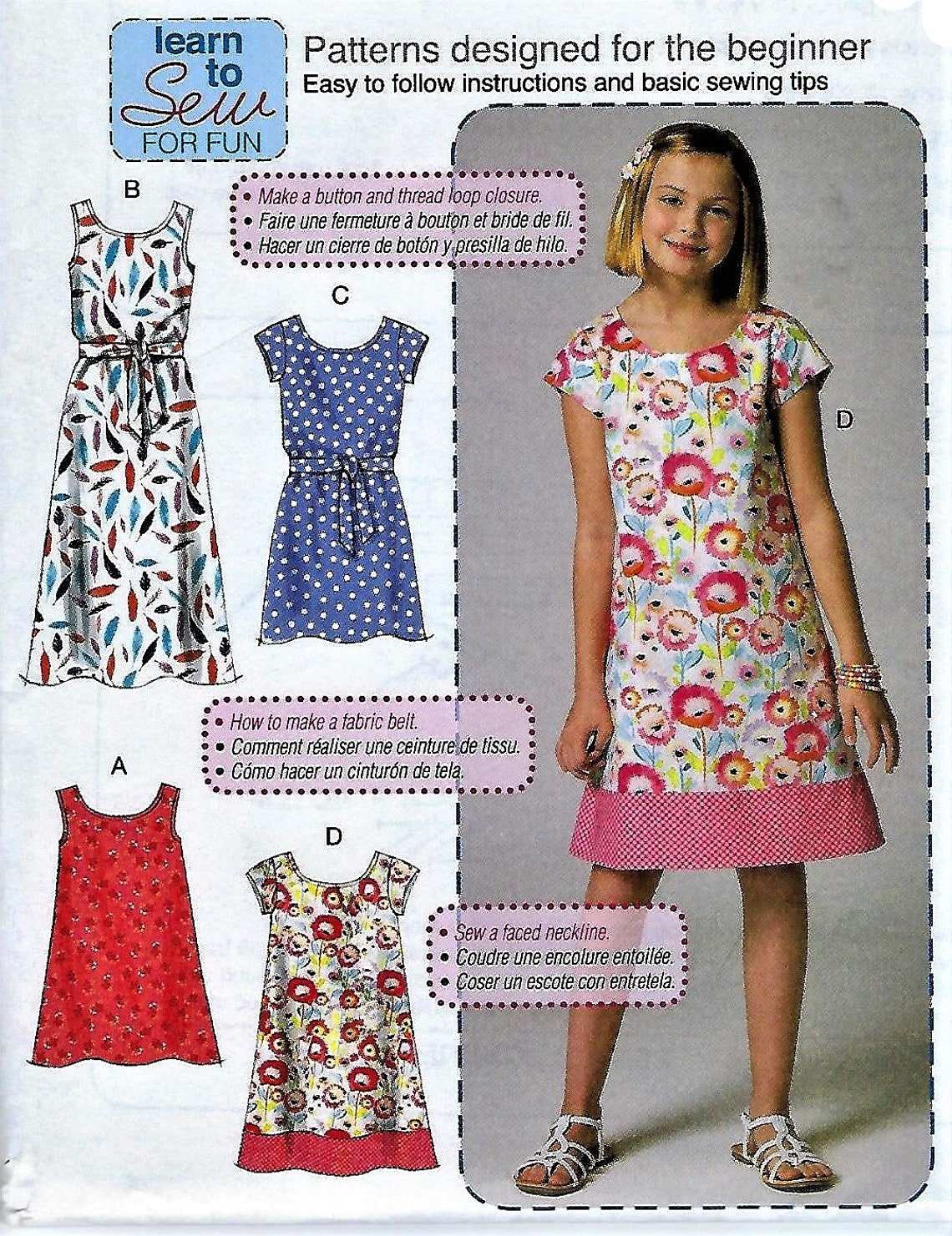Mccalls Learn to Sew Pattern m7111children Dresses & Belt Etsy