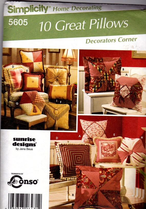 Simplicity 5605 10 Great Pillow Patterns Sunrise Designs Etsy